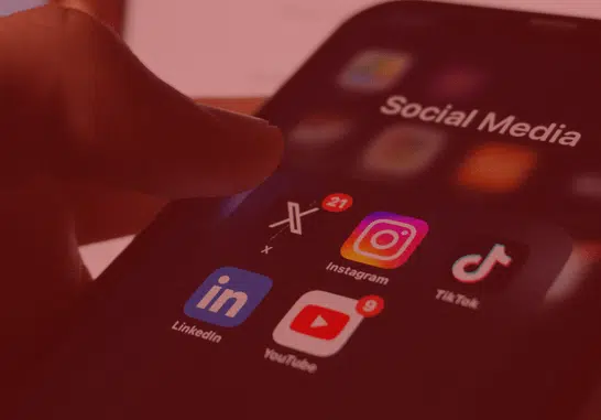 Social media content on a phone
